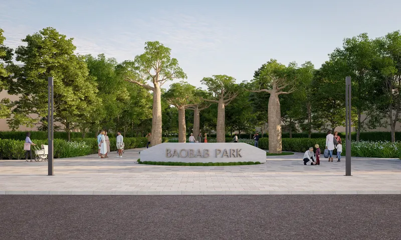 Sobha Elwood / Baobab Park / entrance and walking paths