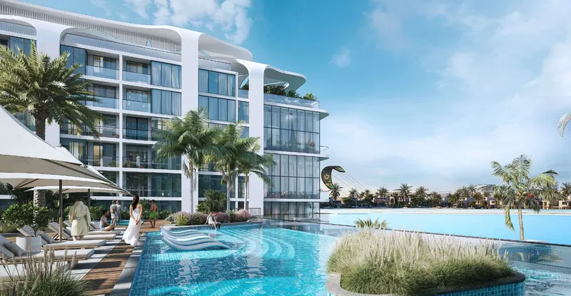 Sobha Siniya Island / Coastline Beach Residences / Pool und begrünte Terrasse