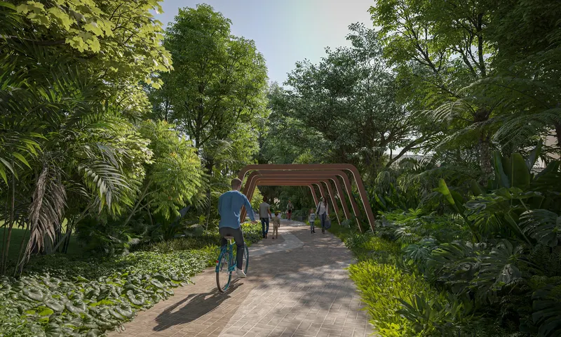 Sobha Elwood / Walking and cycling through greenery
