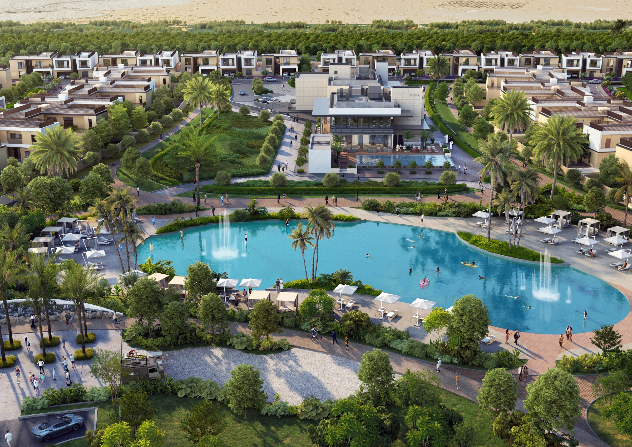 Sobha Elwood / Panorama of the pool, clubhouse and villas