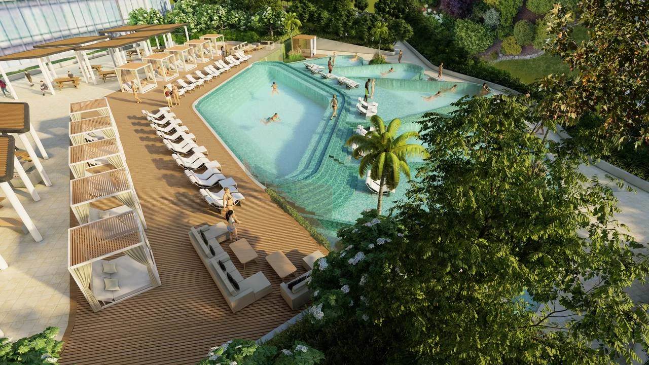 Sobha Hartland II / Pool and shaded lounge areas