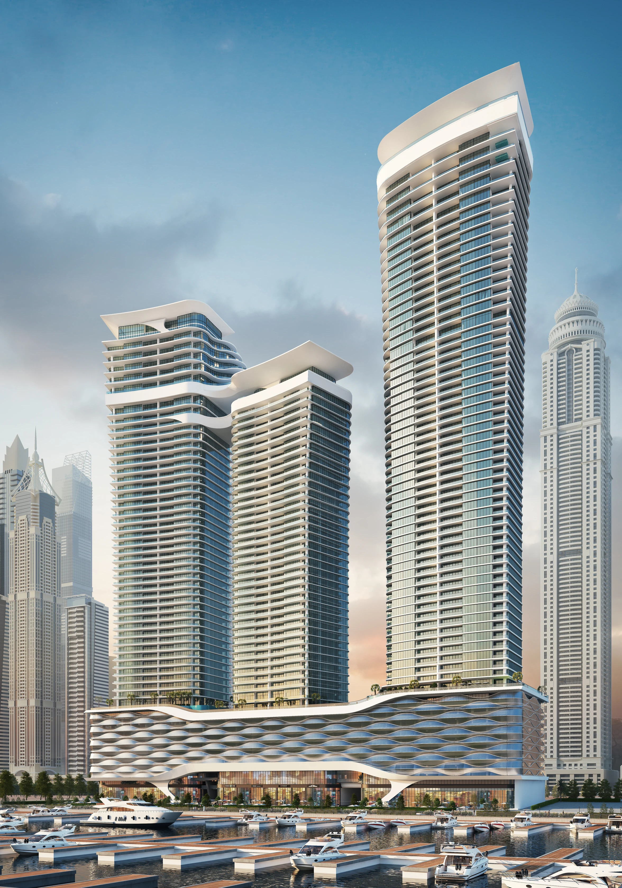 Sobha SeaHaven / The towers and marina