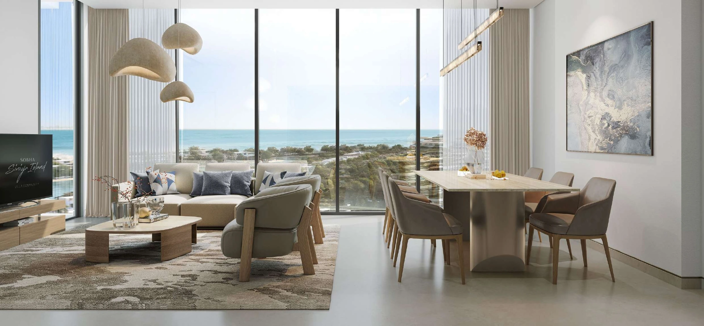 Sobha Siniya Island / Coastline Beach Residences / living and dining interior concept