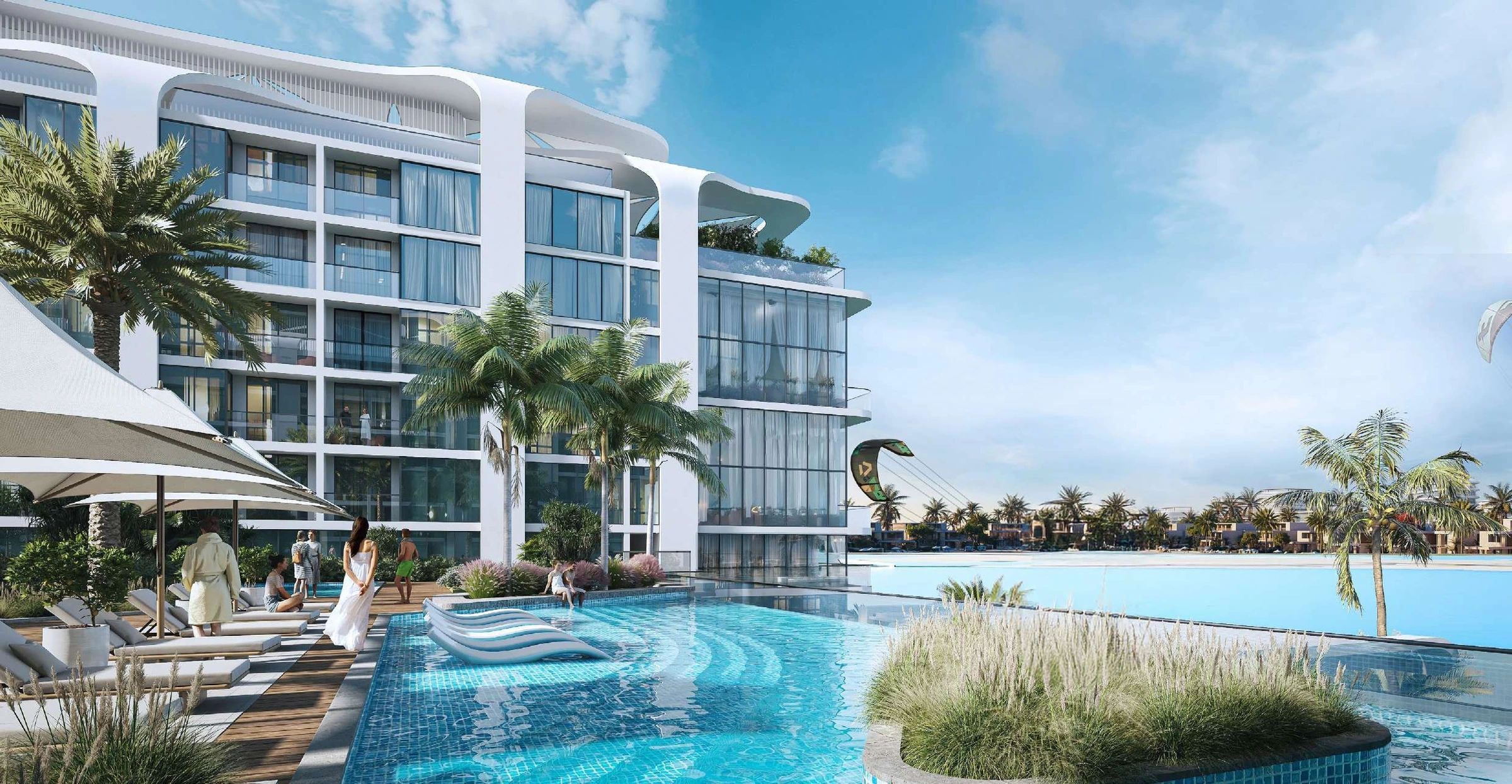 Sobha Siniya Island / Coastline Beach Residences / pool and landscaped terrace